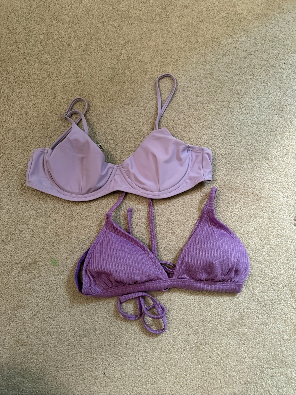 Target Women's Lilac Bikini Tops - Ribbed & Smooth Styles